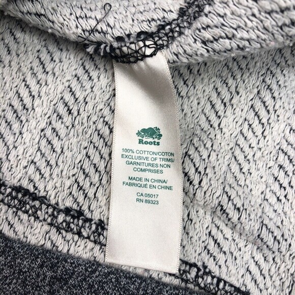 Roots Canada Sweatshirt Sz M Full Zip Hooded Colorblock Black Grey - Picture 8 of 11